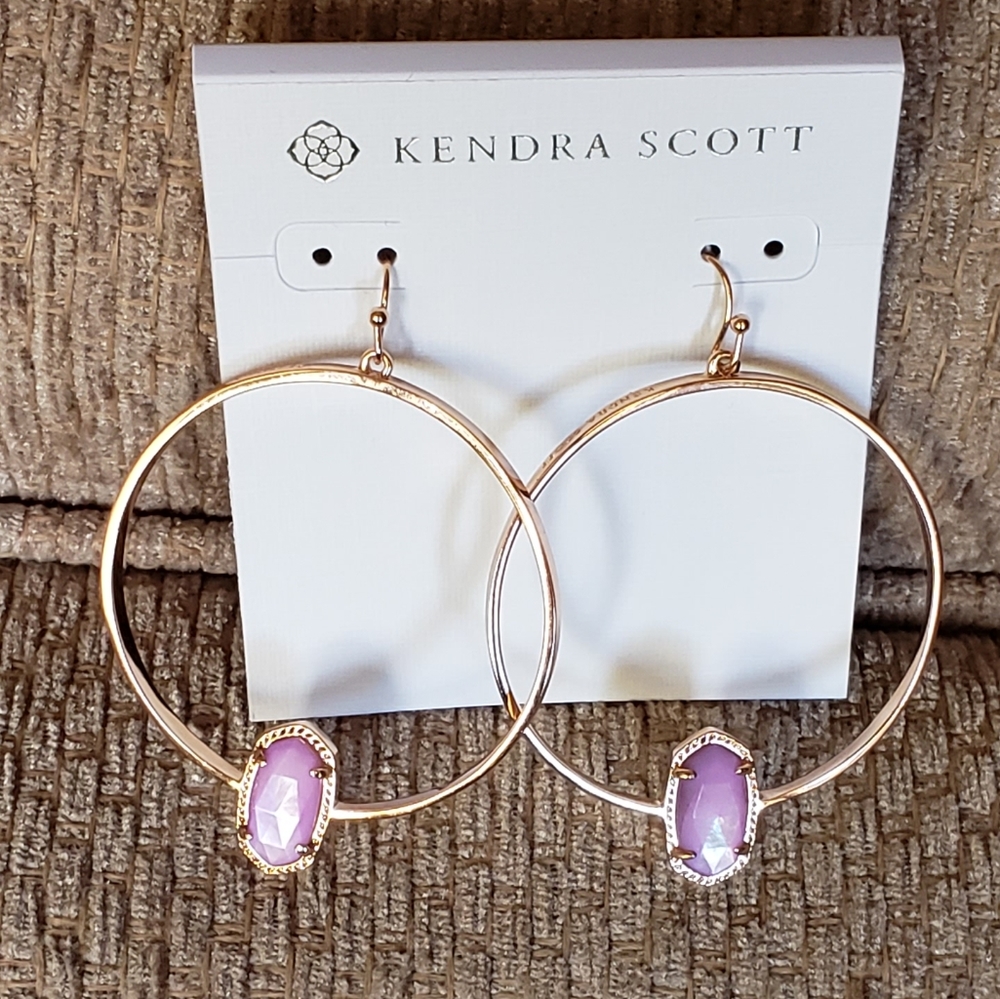 NWT - Kendra Scott Rose Gold Elora Hoop Earrings - Picture 3 of 6